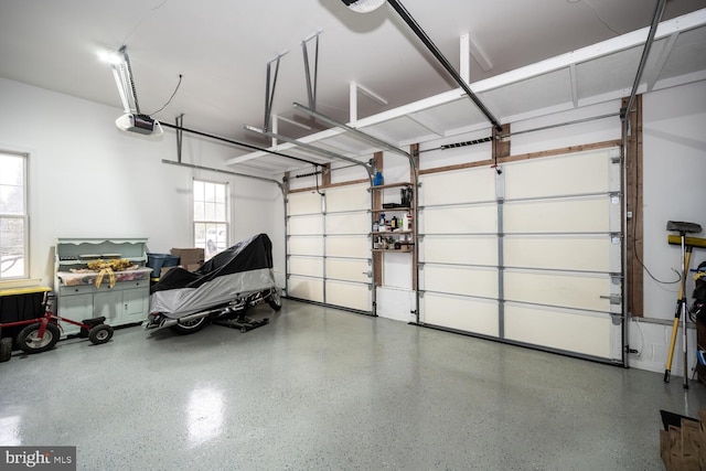 garage with a garage door opener