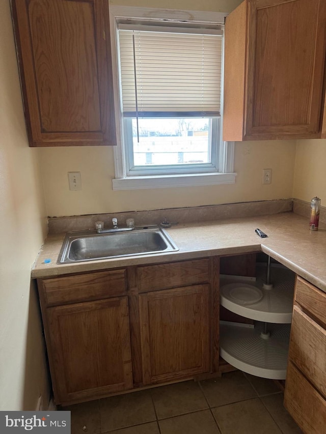 kitchen with sink and tile patterned floors