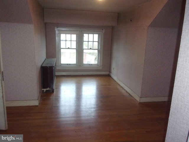 unfurnished living room featuring dark hardwood / wood-style floors