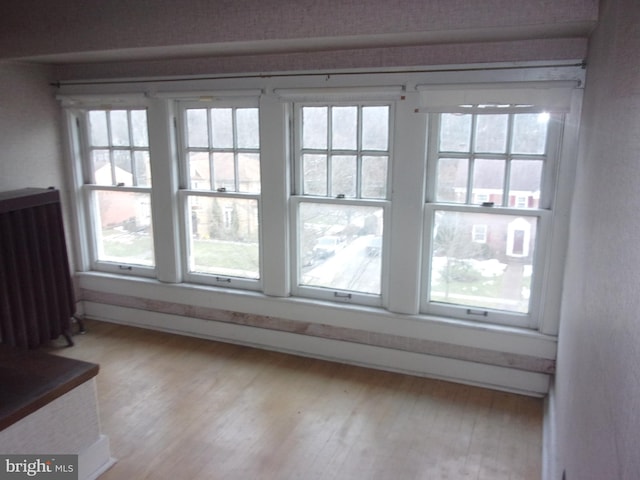 interior space featuring radiator and wood-type flooring