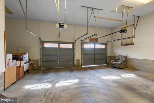 garage with a garage door opener