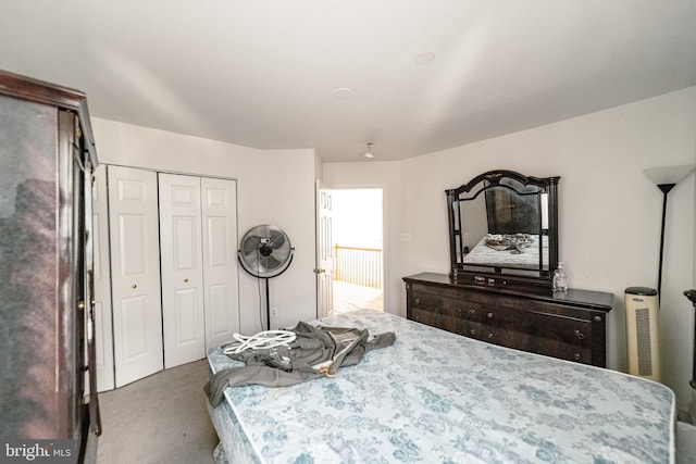 carpeted bedroom featuring a closet