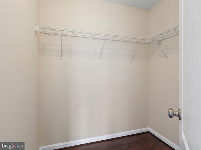 walk in closet featuring hardwood / wood-style flooring