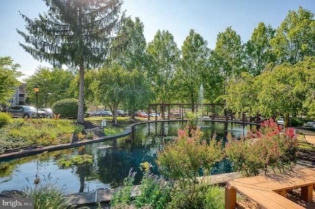 view of home's community with a water view