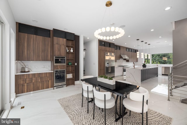 dining room featuring beverage cooler