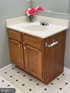 bathroom featuring tile patterned flooring and vanity