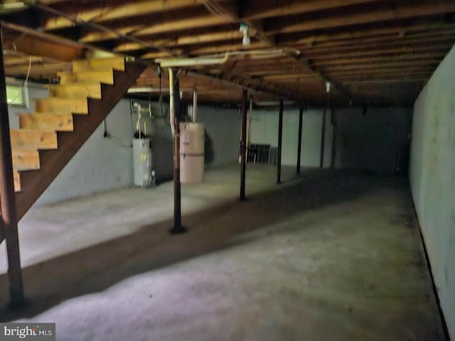 basement featuring water heater