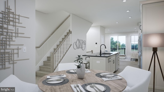 dining room featuring sink