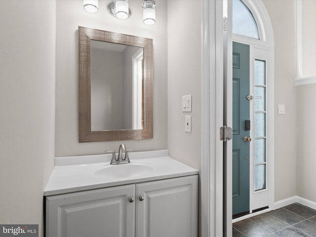 bathroom featuring vanity and tile patterned flooring