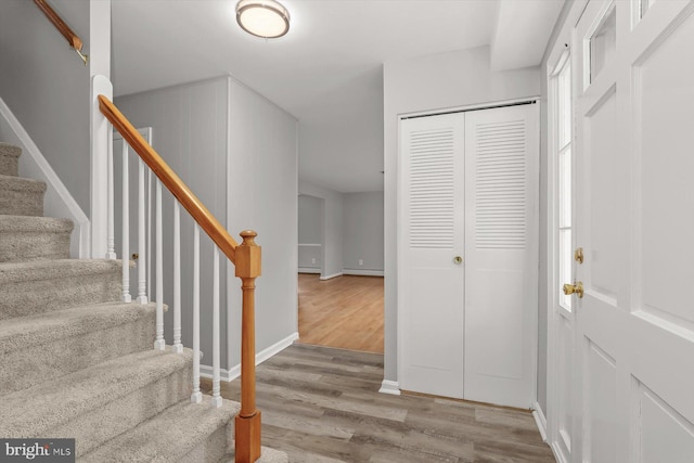 foyer entrance with wood-type flooring