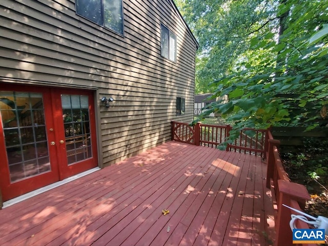 wooden terrace with french doors