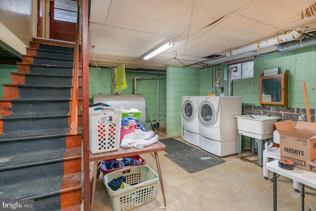 basement with independent washer and dryer