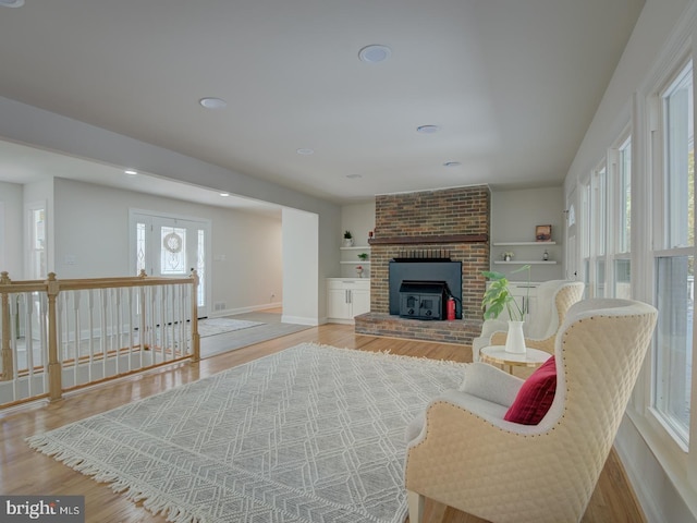 living area with light wood-type flooring