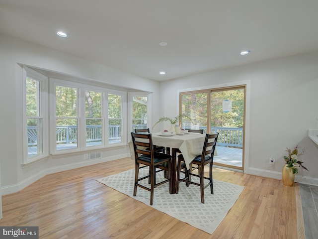 dining area featuring light hardwood / wood-style flooring