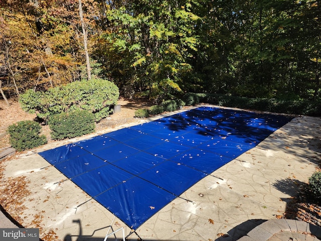 view of swimming pool with a patio area