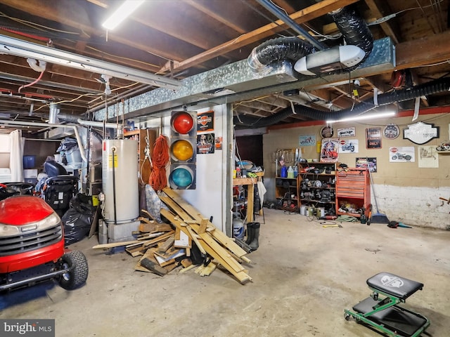 basement featuring gas water heater