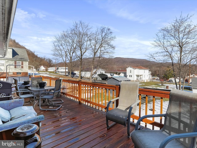 deck featuring a mountain view