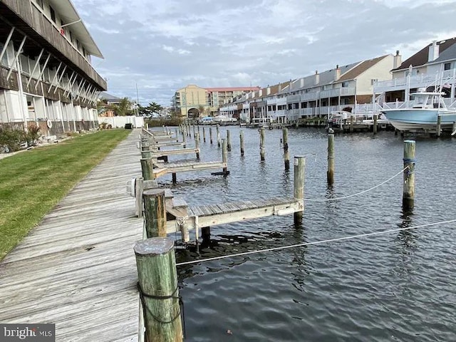 view of dock featuring a water view