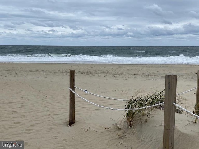 view of water feature with a view of the beach