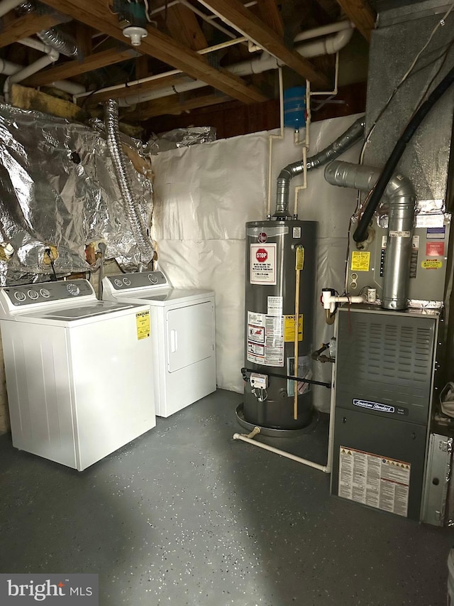 interior space featuring washing machine and dryer and gas water heater