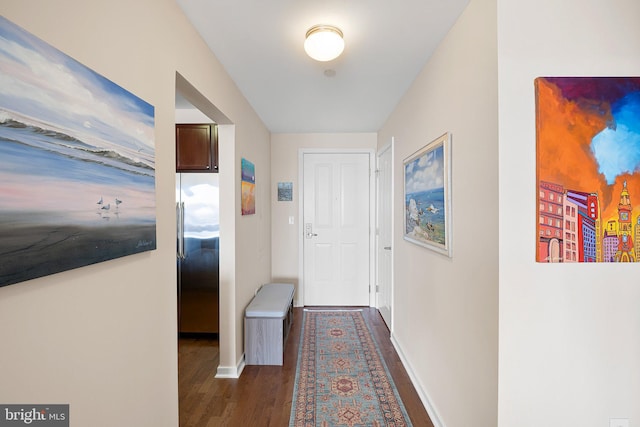 hall featuring dark hardwood / wood-style flooring