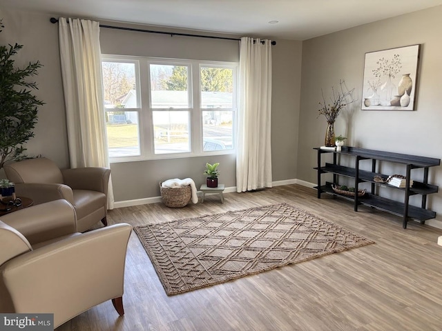 living area featuring hardwood / wood-style flooring