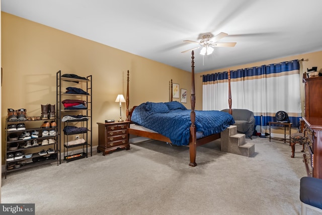 bedroom with carpet and ceiling fan