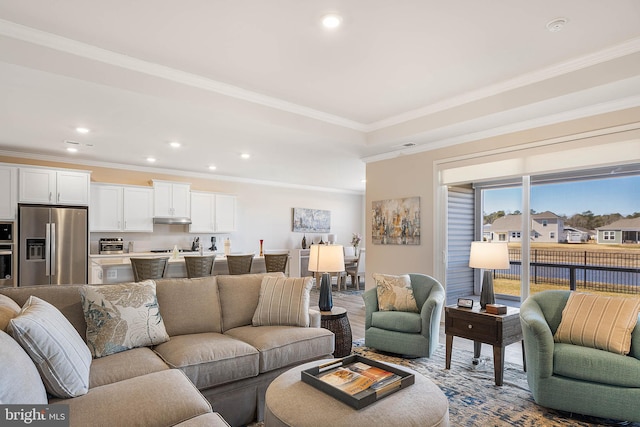 living room featuring ornamental molding