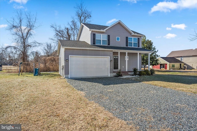 front of property featuring covered porch and a front lawn