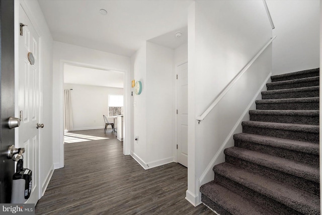 stairs featuring wood-type flooring