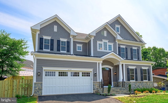 craftsman inspired home featuring a garage