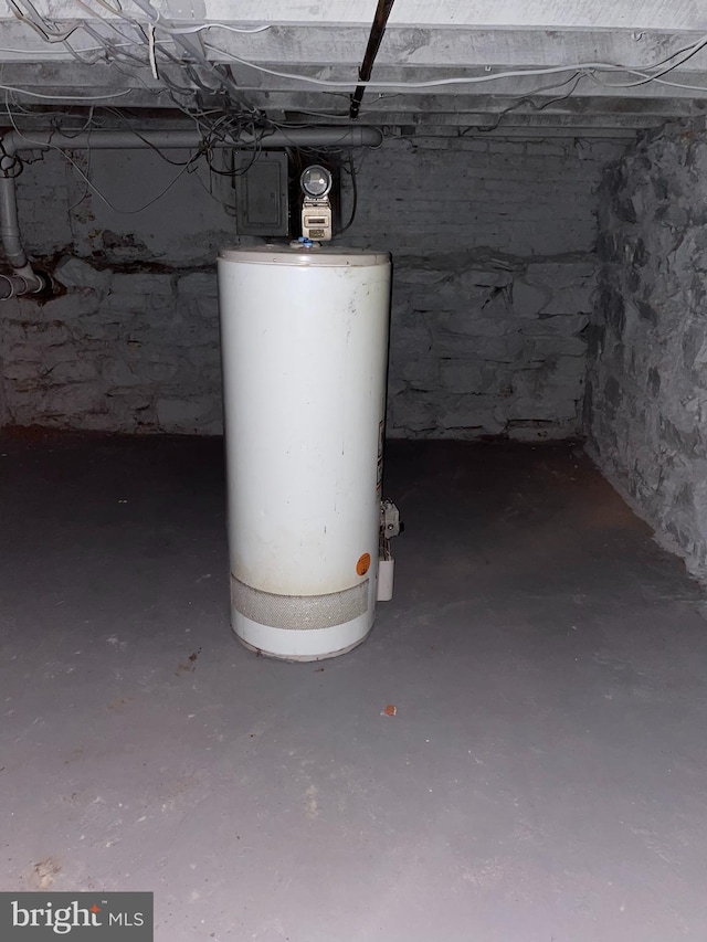 basement with gas water heater