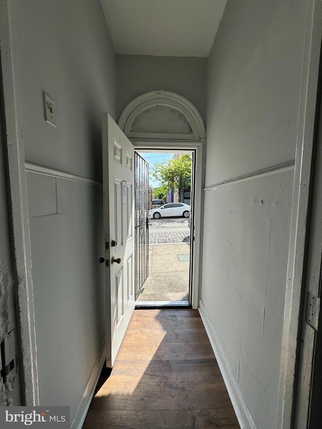 doorway featuring hardwood / wood-style flooring