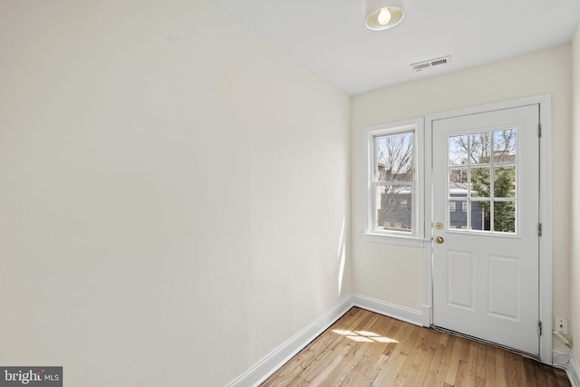 doorway featuring light wood-type flooring