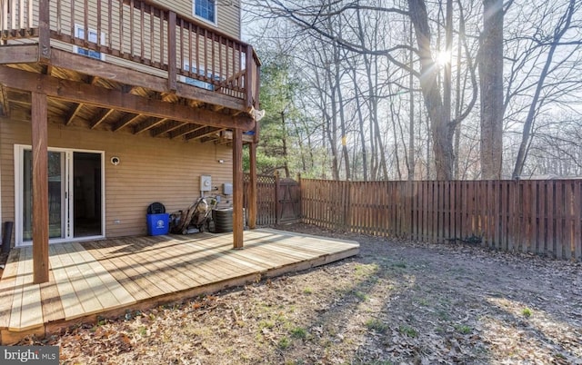 view of yard with a wooden deck