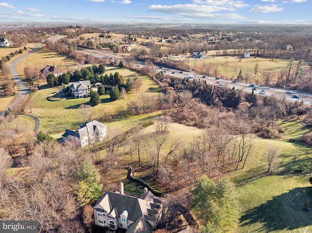 aerial view with a rural view