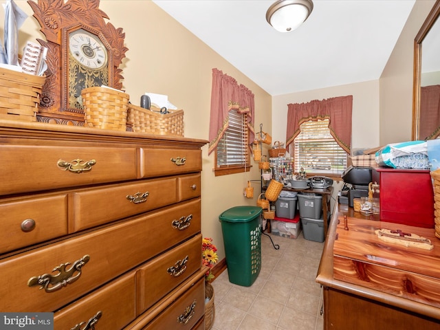 view of tiled home office