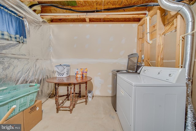 basement with independent washer and dryer