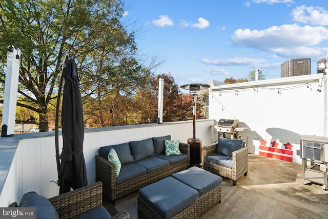 view of patio / terrace with outdoor lounge area and area for grilling