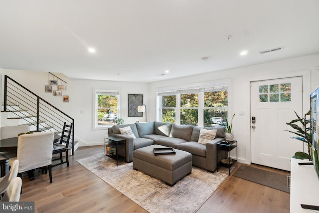 living room featuring hardwood / wood-style flooring