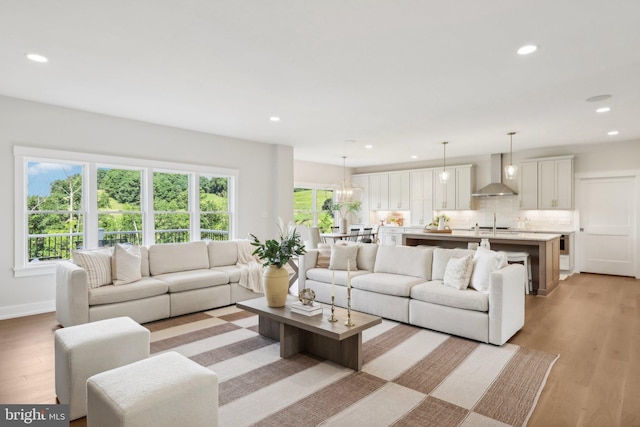 living room featuring light hardwood / wood-style floors