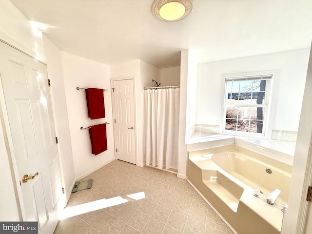 bathroom with a washtub