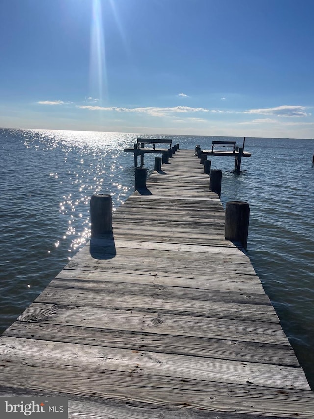 dock area featuring a water view