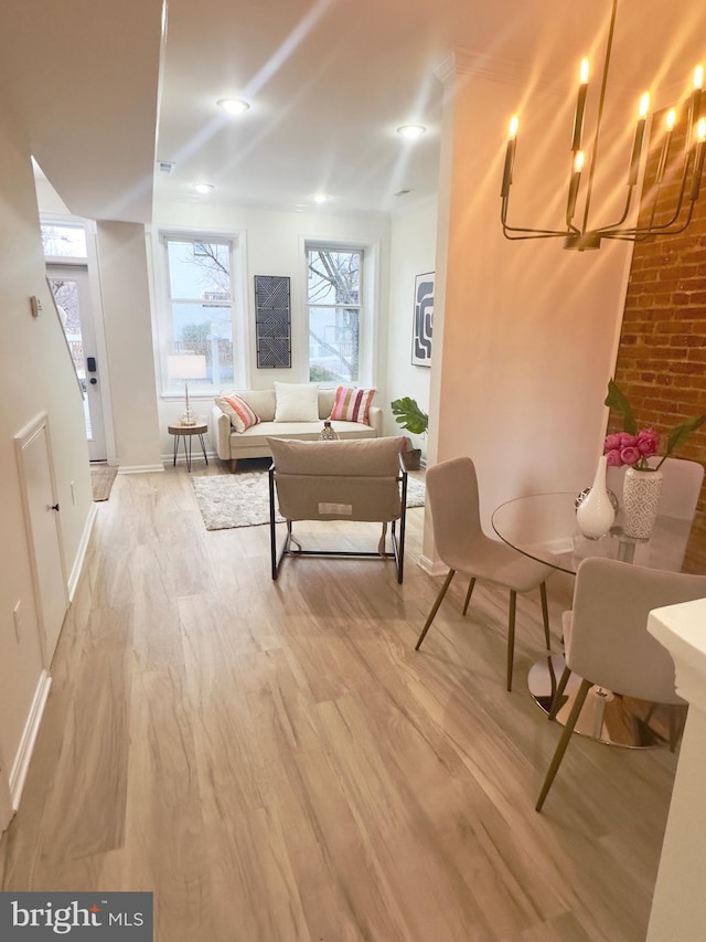 interior space featuring light wood-type flooring