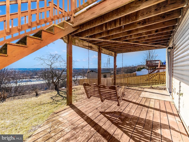 wooden deck with fence and stairs