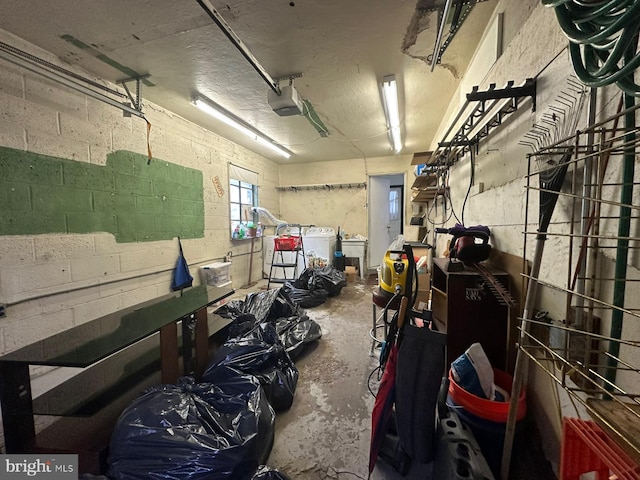 garage with independent washer and dryer