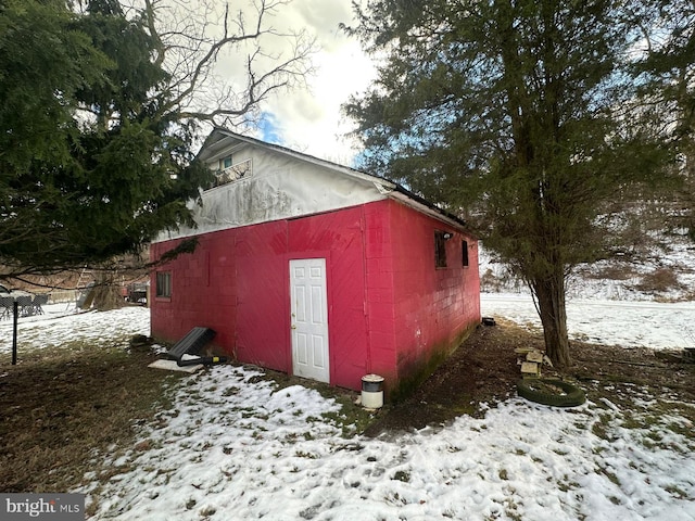 view of snow covered structure