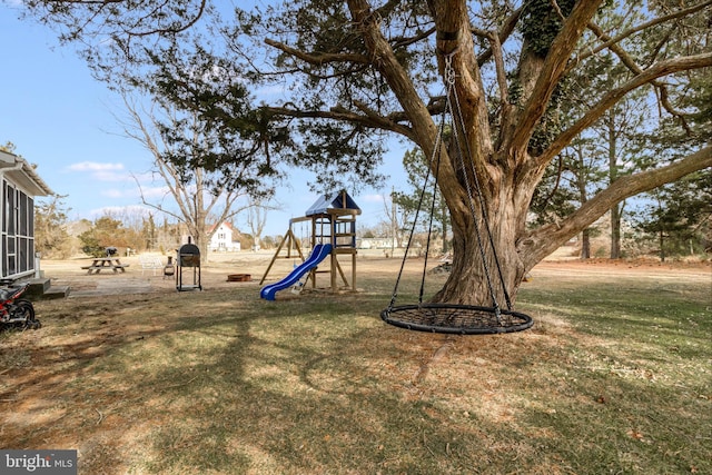 view of yard featuring a playground