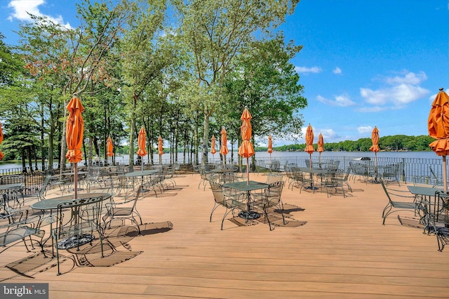 deck with a water view