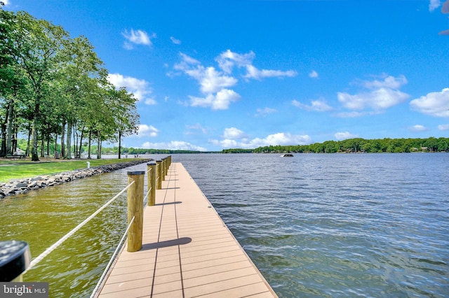 view of dock featuring a water view